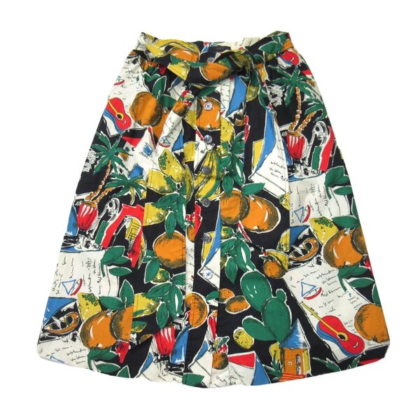 NWT J.Crew Button-Up A-Line in Postcard Print Fruit Belted Tie Skirt 8 - Picture 2 of 5